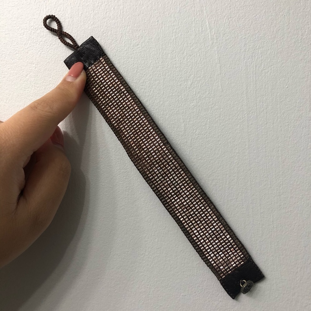 Love Heals beaded loom leather bracelet